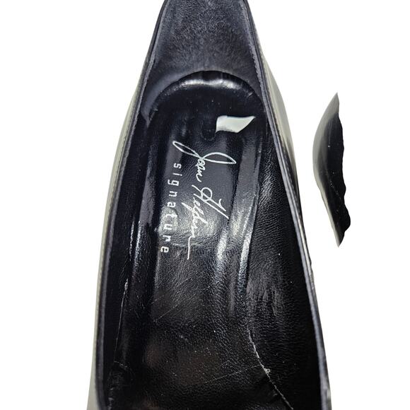 Vintage Y2K Black Leather 37 Square Toe Bow Mary Jane Chunky Goth Grunge main image 0